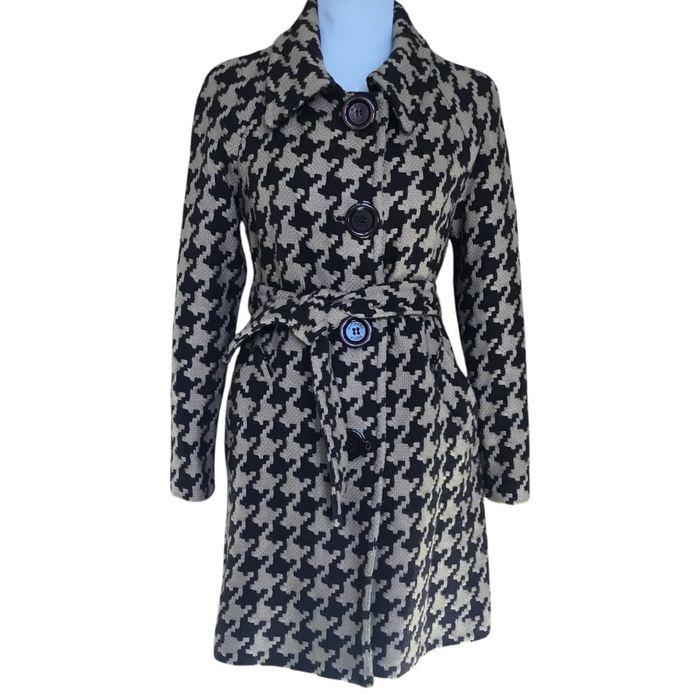 Michael Kors Wool Blend Houndstooth Coat